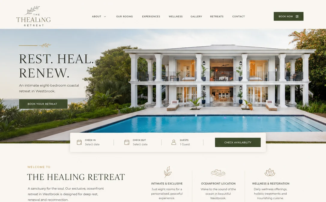 The Healing Retreat demo visual - replace with final property photography.